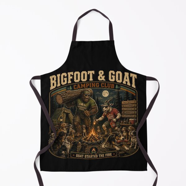 Item preview, Bigfoot And Goat Camping Club Goat Started The Fire Vintage Retro Camping T Shirt designed and sold by NicheBloom.