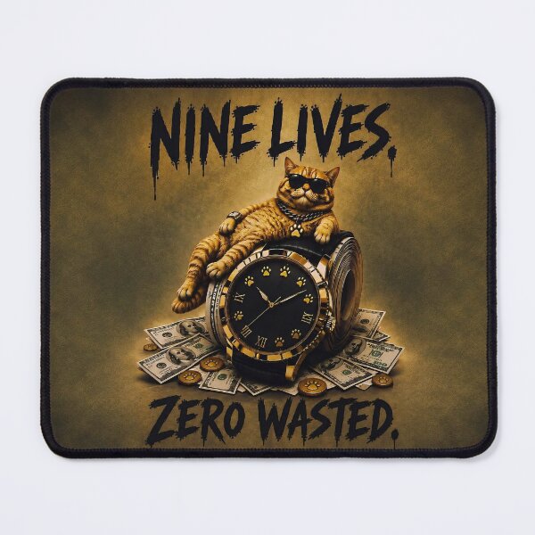 Item preview, Nine Lives Zero Wasted – Funny Money Cat designed and sold by BlackCat Vibe.