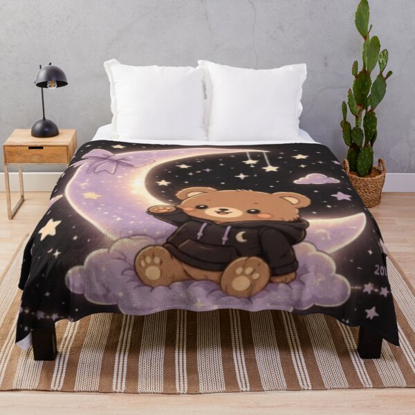 Item preview, Under the Same Moon Cute Bear Lavender Moon Kawaii designed and sold by Moonlight Studio.