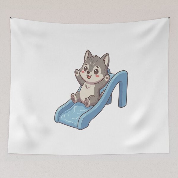 Item preview, Cute Wolf Sliding Down Water Slide designed and sold by Ella_Sketch.