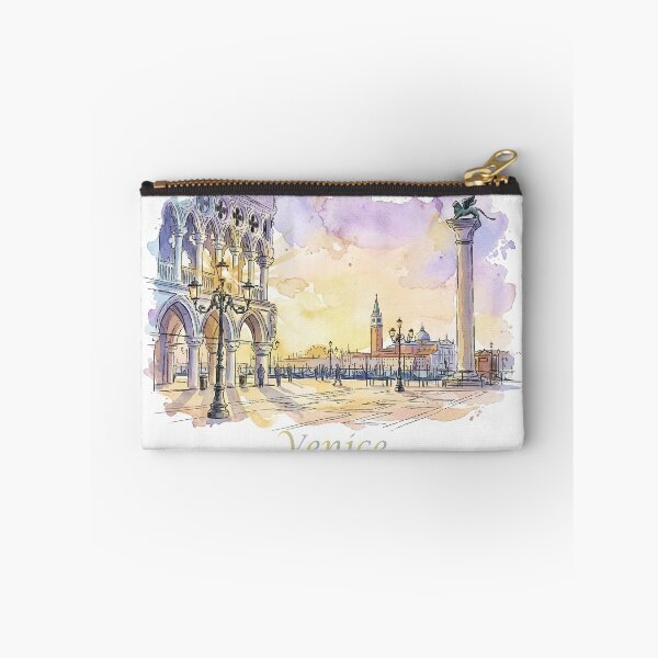 Item preview, Venice Italy St Marks Square and Doges Palace Sunset Watercolor Art designed and sold by NareArt.