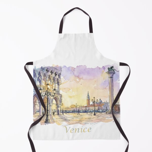 Item preview, Venice Italy St Marks Square and Doges Palace Sunset Watercolor Art designed and sold by NareArt.