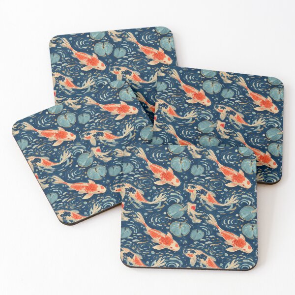 Item preview, Japanese Koi Fish Pattern Water Lily Pond Painted Art Design designed and sold by TM DESIGNS AND MORE.