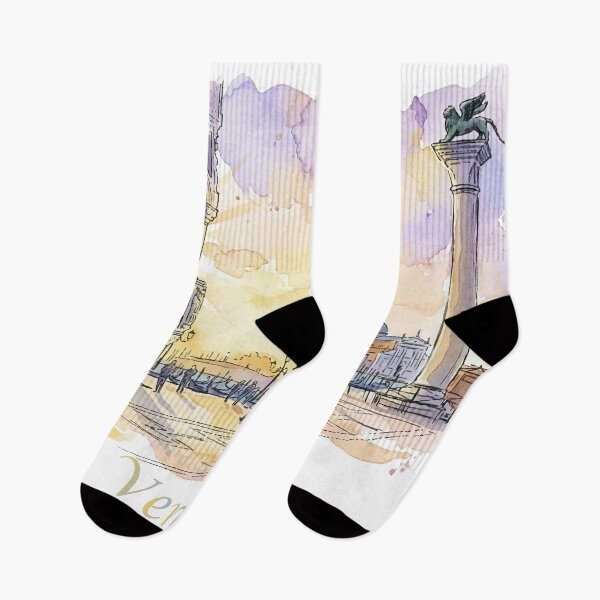Item preview, Venice Italy St Marks Square and Doges Palace Sunset Watercolor Art designed and sold by NareArt.