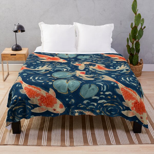 Item preview, Japanese Koi Fish Pattern Water Lily Pond Painted Art Design designed and sold by TM DESIGNS AND MORE.