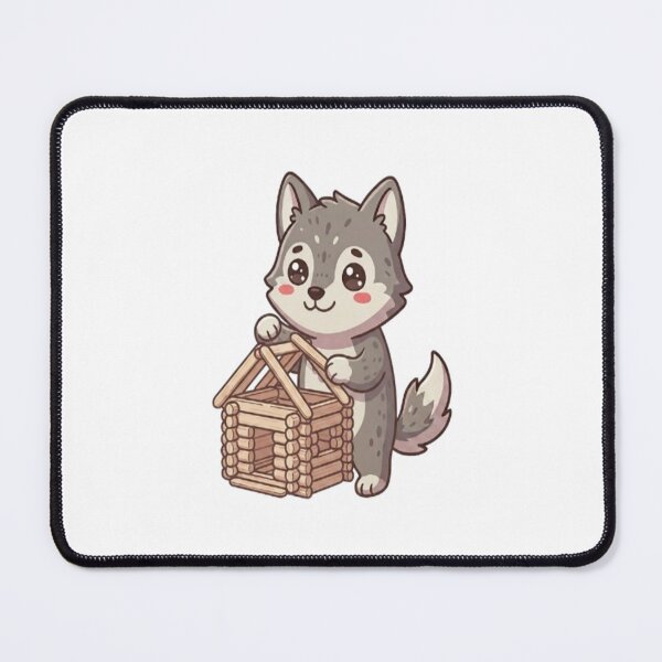 Item preview, Cute Wolf Building Log Cabin designed and sold by Ella_Sketch.