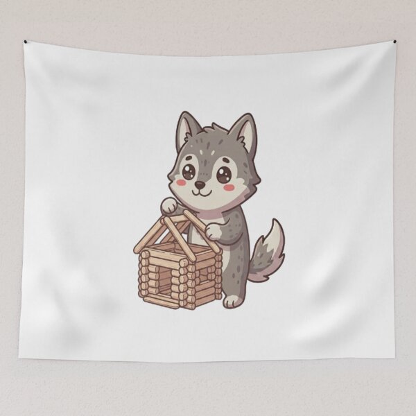 Item preview, Cute Wolf Building Log Cabin designed and sold by Ella_Sketch.