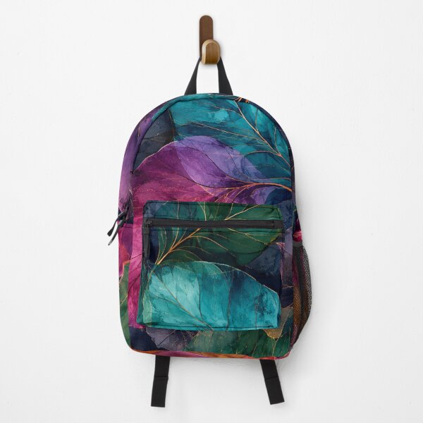 Item preview, Jewel Tone Leaf Pattern Botanical Stained Glass Nature Print Design designed and sold by TM DESIGNS AND MORE.