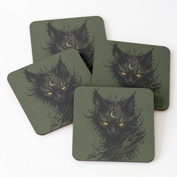 Item preview, Mystical Crescent Moon Black Cat | Occult Celestial Witchy Gothic Art designed and sold by BlackCat Vibe.