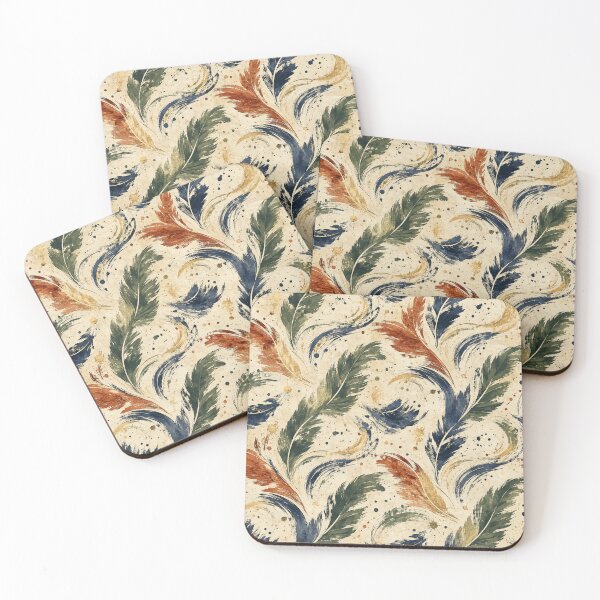 Item preview, Abstract Feather Pattern Vintage Brushstroke Boho Textile Print designed and sold by TM DESIGNS AND MORE.