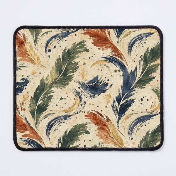 Item preview, Abstract Feather Pattern Vintage Brushstroke Boho Textile Print designed and sold by TM DESIGNS AND MORE.