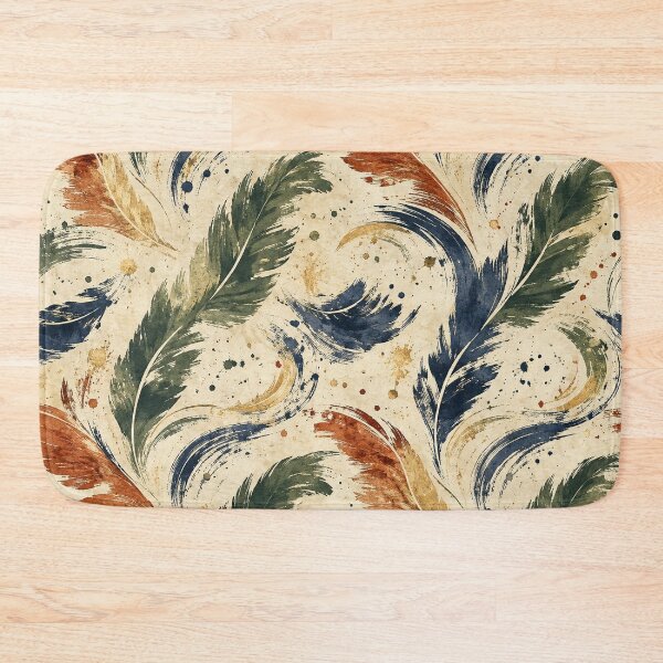 Item preview, Abstract Feather Pattern Vintage Brushstroke Boho Textile Print designed and sold by TM DESIGNS AND MORE.