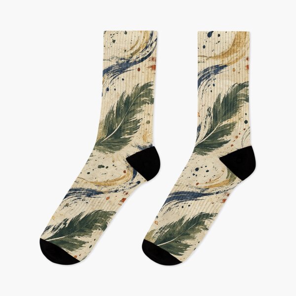 Item preview, Abstract Feather Pattern Vintage Brushstroke Boho Textile Print designed and sold by TM DESIGNS AND MORE.