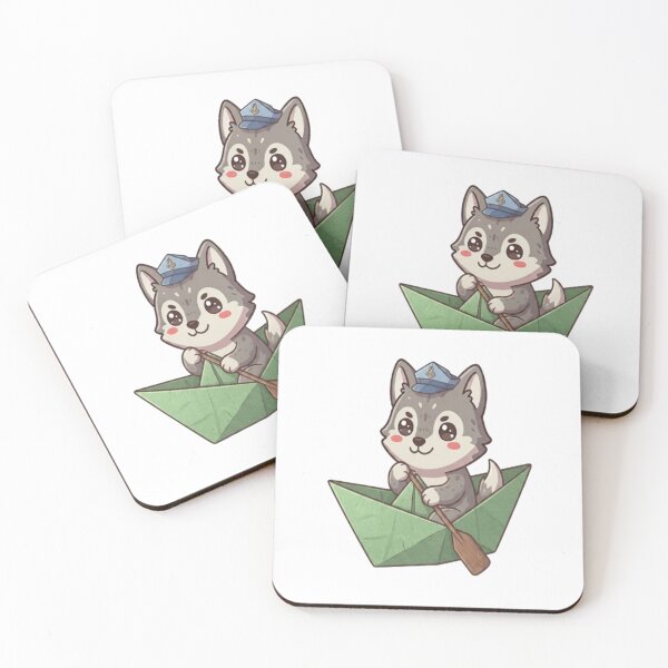 Item preview, Cute Wolf In Paper Boat designed and sold by Ella_Sketch.