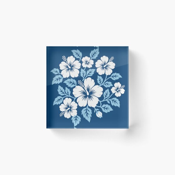 Item preview, Blue Hibiscus Tifaifai – Polynesian Tropical Floral Pattern designed and sold by Tahitifaifai.