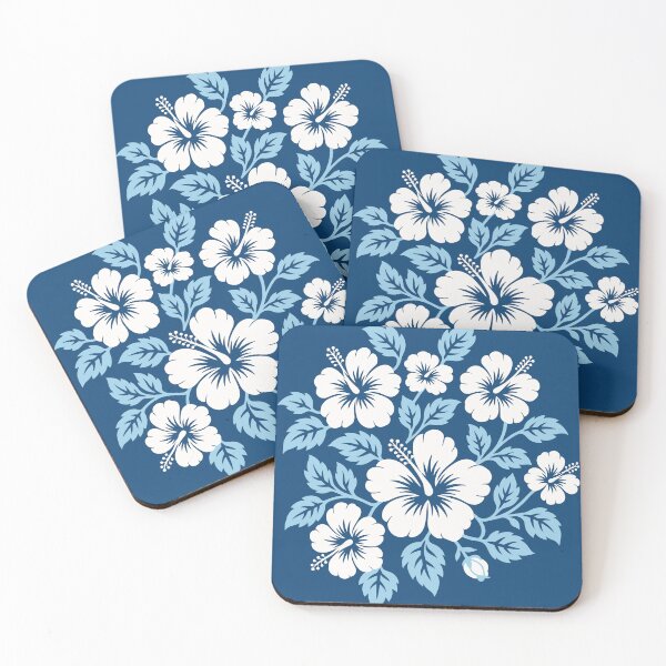 Item preview, Blue Hibiscus Tifaifai – Polynesian Tropical Floral Pattern designed and sold by Tahitifaifai.