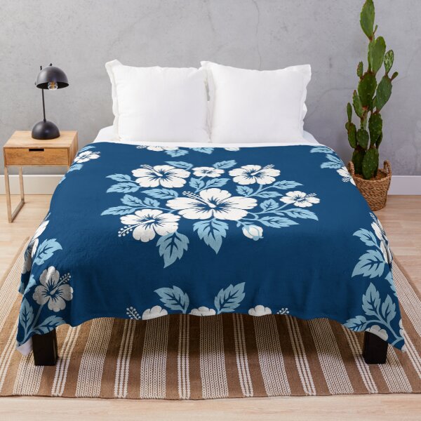 Item preview, Blue Hibiscus Tifaifai – Polynesian Tropical Floral Pattern designed and sold by Tahitifaifai.