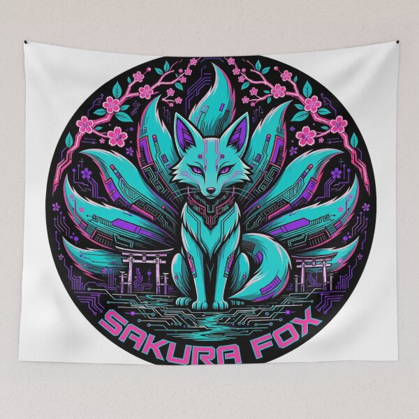 Item preview, Cyberpunk Sakura Fox - Neon Cherry Blossom Japanese Aesthetic designed and sold by Surviving Monday Club.