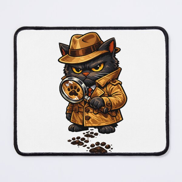 Item preview, Detective Cat Noir Illustration with Fedora Magnifying Glass and Trench Coat designed and sold by favoprintaart.