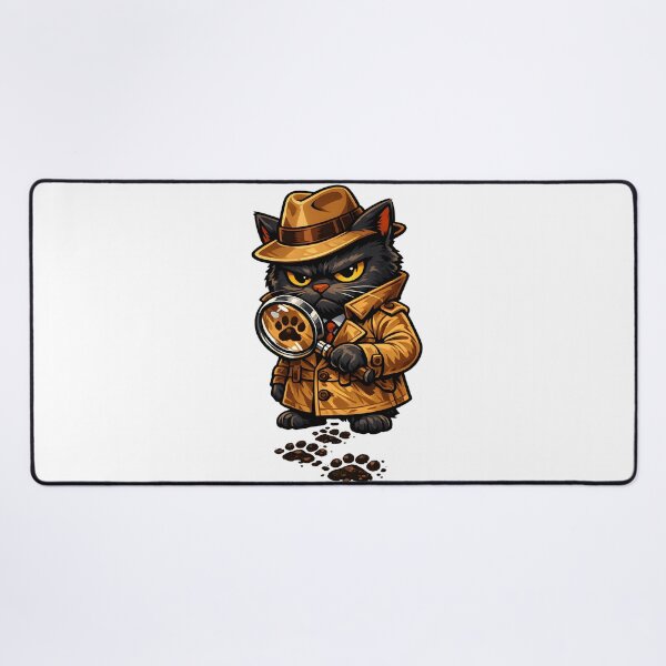 Item preview, Detective Cat Noir Illustration with Fedora Magnifying Glass and Trench Coat designed and sold by favoprintaart.