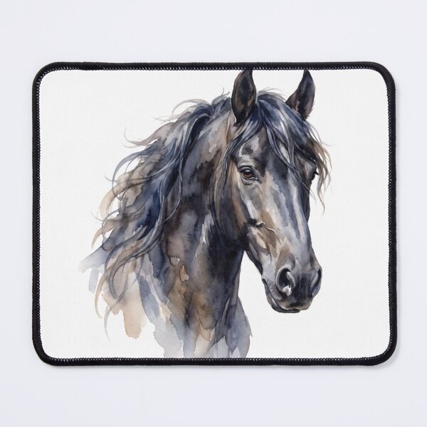 Item preview, riesian Horse Watercolor Portrait Painting designed and sold by Rutvain.