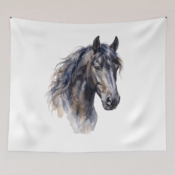 Item preview, riesian Horse Watercolor Portrait Painting designed and sold by Rutvain.