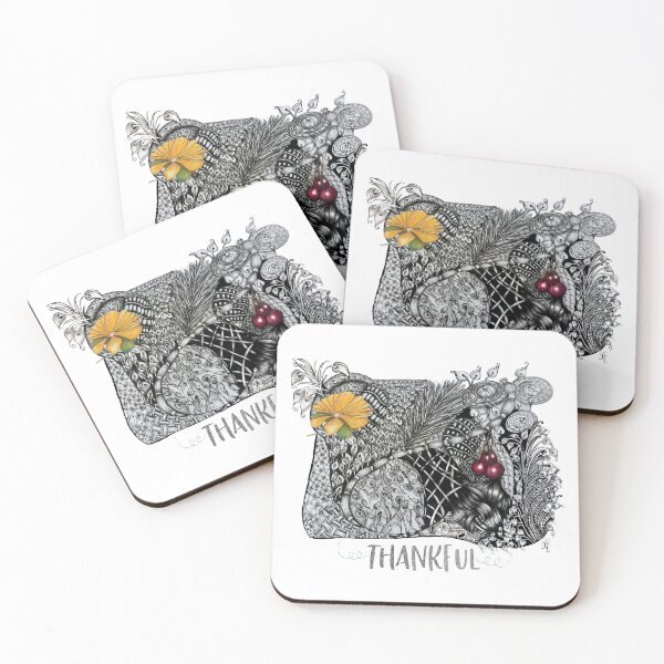 Item preview, Thankful Floral Zentangle designed and sold by LorieFossaArt.