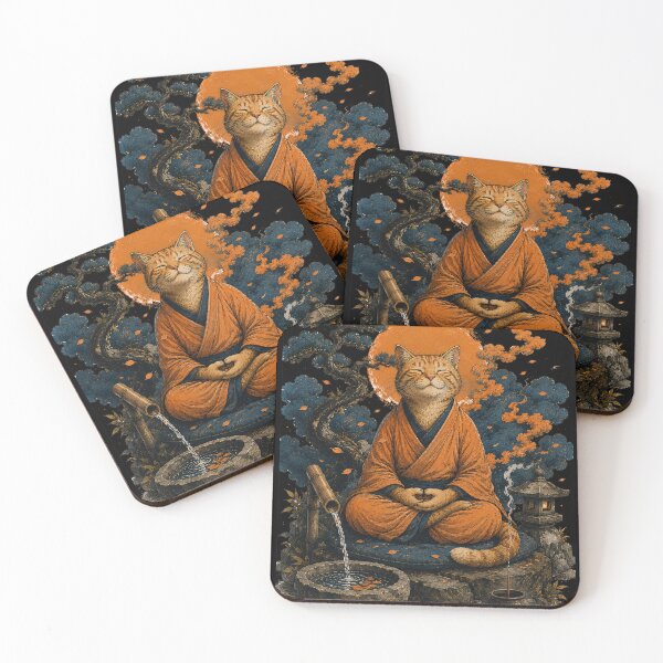 Item preview, Zen Cat Meditation – Japanese Mindfulness Cat designed and sold by BlackCat Vibe.