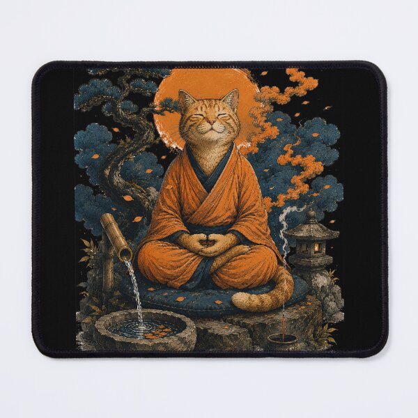 Item preview, Zen Cat Meditation – Japanese Mindfulness Cat designed and sold by BlackCat Vibe.