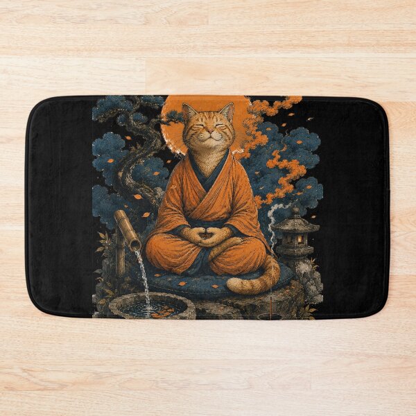 Item preview, Zen Cat Meditation – Japanese Mindfulness Cat designed and sold by BlackCat Vibe.