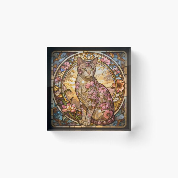Item preview, Floral Cat Beauty Stained Glass Art designed and sold by Simplybe1.