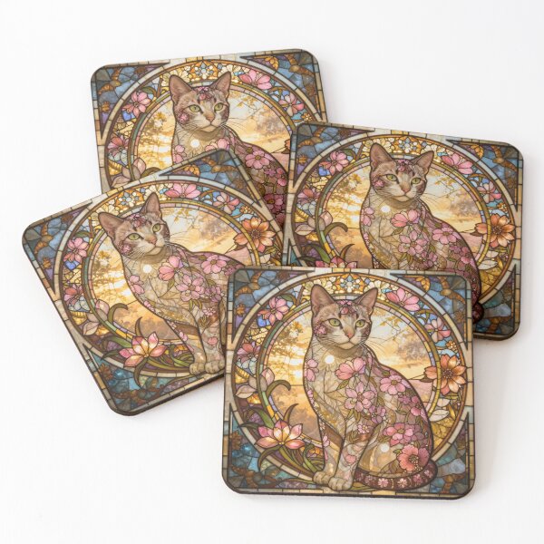 Item preview, Floral Cat Beauty Stained Glass Art designed and sold by Simplybe1.