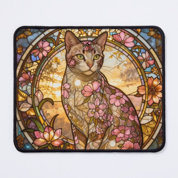 Item preview, Floral Cat Beauty Stained Glass Art designed and sold by Simplybe1.