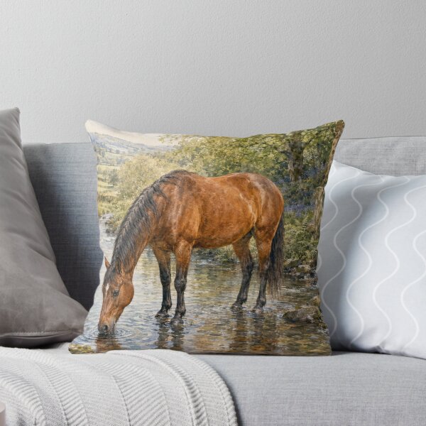 Item preview, Bay Horse Drinking from an English Country Stream - Wildlife at the River Series (Landscape) designed and sold by Island Pace Design.
