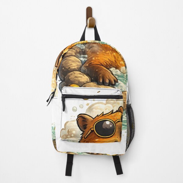 Item preview, Capybara in Hot Spring with Boba Tea Cute Relaxing Animal Illustration designed and sold by favoprintaart.