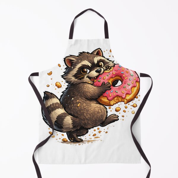Item preview, Cute Raccoon Eating Pink Donut Sweet Dessert Animal Illustration designed and sold by favoprintaart.