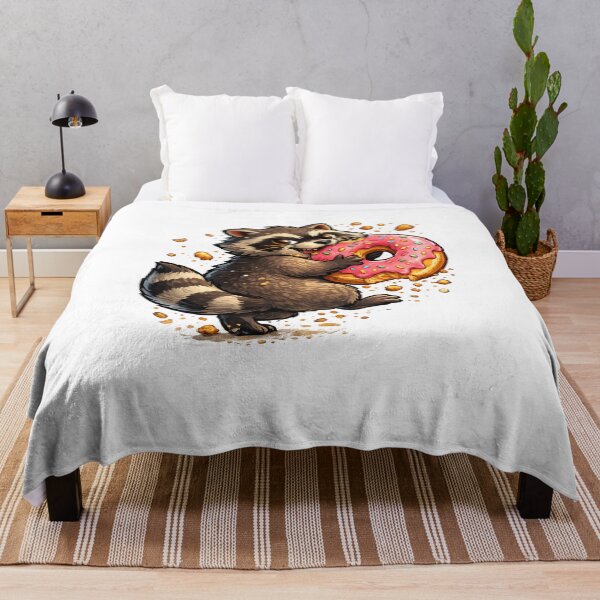 Item preview, Cute Raccoon Eating Pink Donut Sweet Dessert Animal Illustration designed and sold by favoprintaart.