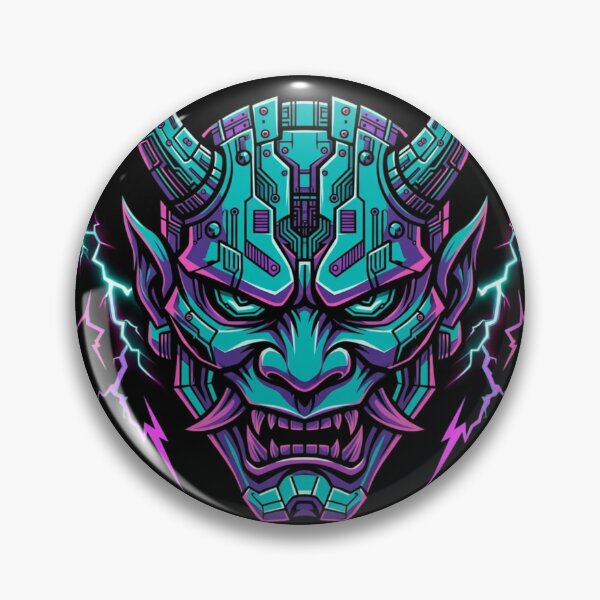 Item preview, Cyberpunk Hannya Mask - Electric Neon Samurai Demon designed and sold by Surviving Monday Club.