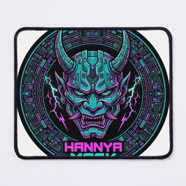 Item preview, Cyberpunk Hannya Mask - Electric Neon Samurai Demon designed and sold by Surviving Monday Club.
