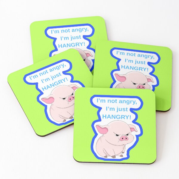 Item preview, I'm Not Angry I'm Just Hangry Funny Pink Pig Shirt designed and sold by MariaPCMaria.