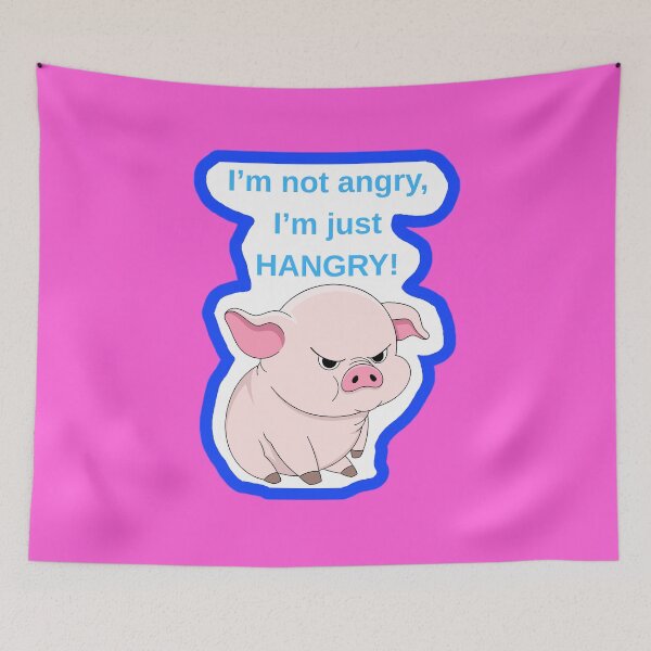 Item preview, I'm Not Angry I'm Just Hangry Funny Pink Pig Shirt designed and sold by MariaPCMaria.