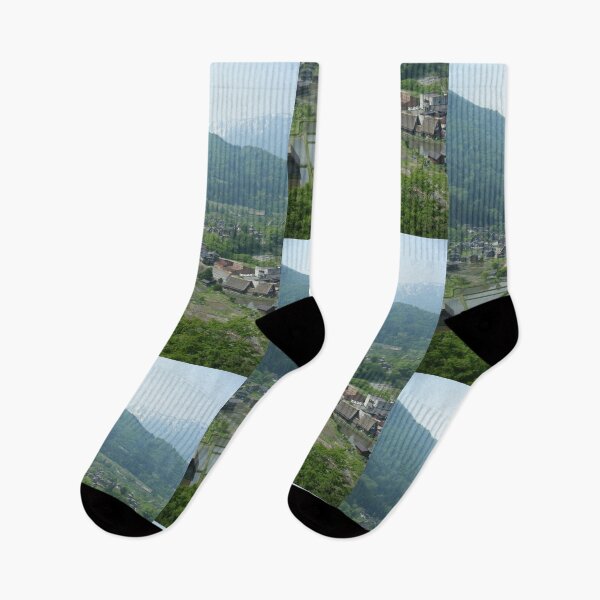 Item preview, Traditional Japanese Mountain Village Landscape Art Print designed and sold by KaleChub.