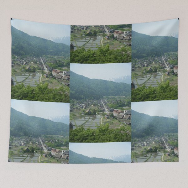 Artikelvorschau, Kunstdruck einer traditionellen japanischen Bergdorflandschaft entworfen und verkauft von KaleChub.