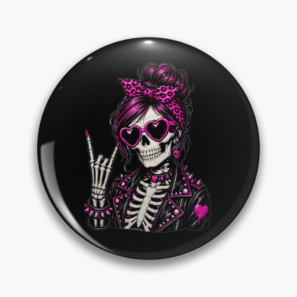 Item preview, Rock On Pink Ribbon Skeleton Cute Goth designed and sold by Simon-art-land.
