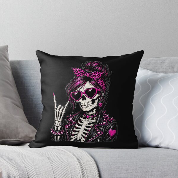 Item preview, Rock On Pink Ribbon Skeleton Cute Goth designed and sold by Simon-art-land.