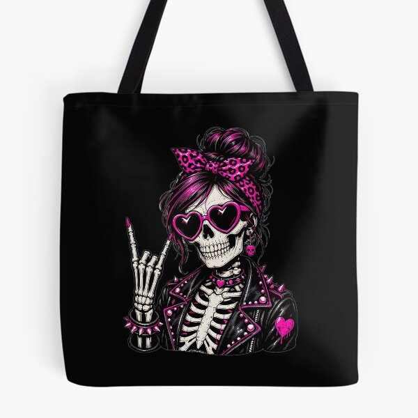 Item preview, Rock On Pink Ribbon Skeleton Cute Goth designed and sold by Simon-art-land.