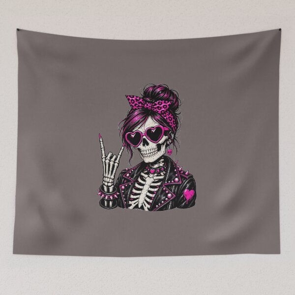 Item preview, Rock On Pink Ribbon Skeleton Cute Goth designed and sold by Simon-art-land.