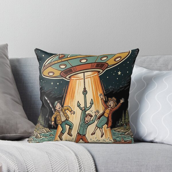 Item preview, Funny Alien Fishing UFO Abduction Retro Comic Art designed and sold by OddySpud.apparel.
