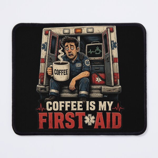 Item preview, Funny EMS Gift Coffee Is My First Aid EMT Paramedic Funny Design designed and sold by thoughtswear.