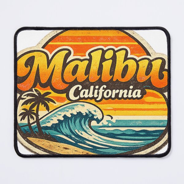 Item preview, Malibu California Retro Surf Beach Sunset Vintage Graphic Tee designed and sold by TM DESIGNS AND MORE.